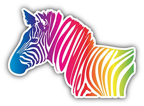20cm! Hochwertiger Kühlschrank-Auto-Aufkleber Sticker Cartoon Comic Regenbogen Zebra Kopf UV&Waschanlagenfest Decal von Perfect Sticker