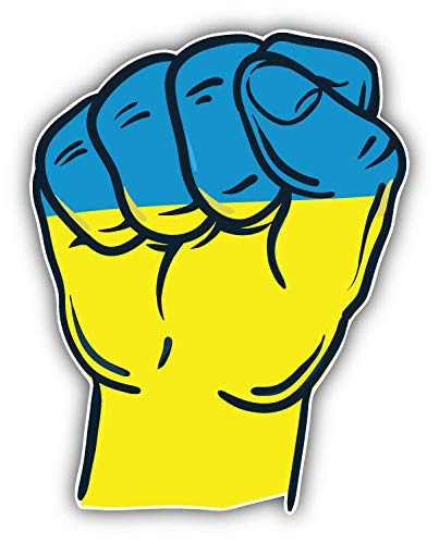 20cm! Hochwertiger Kühlschrank-Auto-Aufkleber Sticker Cartoon Comic Ukraine Flagge Fahne Faust UV&Waschanlagenfest Decal von Perfect Sticker