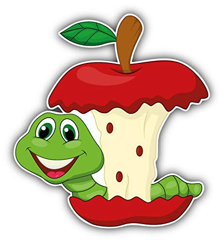 20cm! Hochwertiger Kühlschrank-Auto-Aufkleber Sticker Cartoon Comic Wurm isst Apfel Cartoon Comic UV&Waschanlagenfest Decal von Perfect Sticker