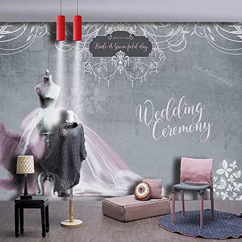 Tapete 3D FototapeteNordic Hochzeit Fototapete Frauen Bekleidungsgeschäft Kunst Hintergrund Tapete rosa warmes Mädchen Schlafzimmer Wandverkleidung von Perfect wallpape