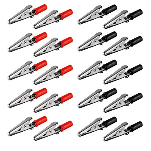 10x Krokodilklemmen Set | Rot & Schwarz | 55 mm | mit Schraube | Metall Klemmen Kunststoff Griff | Bananenstecker Abgreifklemme Clips Alligator | je 10 Stück von PerfectHD