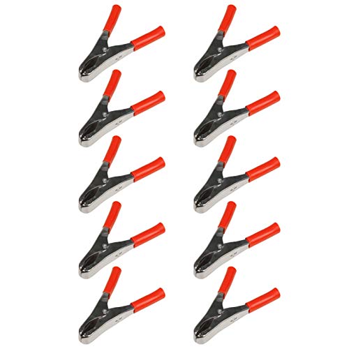PerfectHD 10x Alligator-Klemme, Rot, 82 mm, 20A, Öffnung bis 17 mm, Isolierte Griffe, Metall, Bananenstecker Abgreifklemme, Clips, 10 Stück von PerfectHD