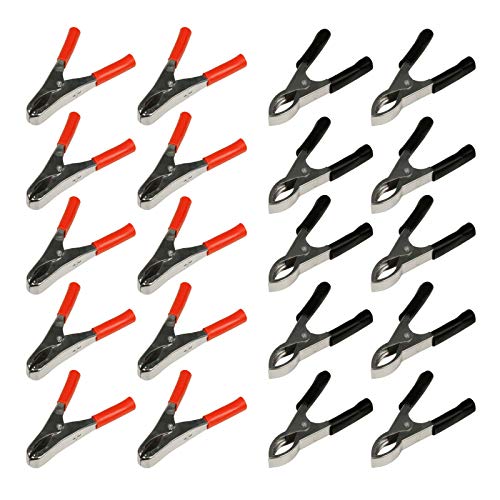 10x Krokodilklemmen Set | Rot & Schwarz | 82 mm | 20A | Öffnung bis 17mm | beide Griffe isoliert | Metall Klemmen Kunststoff Griff | Bananenstecker Abgreifklemme Clips Alligator | je 10 Stück von PerfectHD
