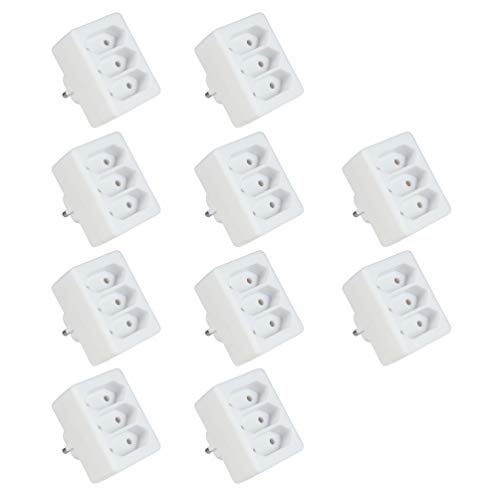 10x Steckdosenadapter | 3x Euro-Buchse | Mehrfachstecker Steckdose Stromadapter Adapter Verteiler Buchse | 3x Euro-Steckdosen | Weiß | 10 Stück von PerfectHD