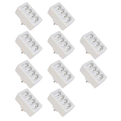 10x Steckdosenadapter | 4x Euro-Buchse | Mehrfachstecker Steckdose Stromadapter Adapter Verteiler Buchse | 4x Euro-Steckdosen | Weiß | 10 Stück von PerfectHD