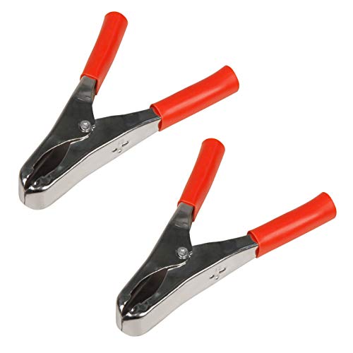 2x Krokodilklemme | Rot | 82 mm | 20A | Öffnung bis 17mm | beide Griffe isoliert | Metall Klemmen Kunststoff Griff | Bananenstecker Abgreifklemme Clips Alligator | 2 Stück von PerfectHD
