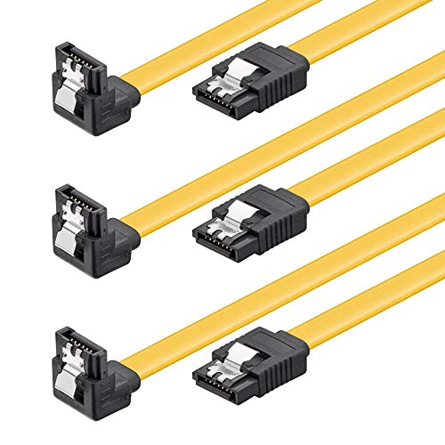 PerfectHD 3X SATA Kabel | 30cm | gewinkelt Winkelstecker 90° | 6 Gb/s | mit Sicherheitslasche Metallclip | SATA III S-ATA HDD SSD Datenkabel Verbindungskabel Anschlusskabel | 0,3m | 3 Stück von PerfectHD