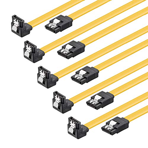 PerfectHD 5X SATA Kabel | 20cm | gewinkelt Winkelstecker 90° | 6 Gb/s | mit Sicherheitslasche Metallclip | SATA III S-ATA HDD SSD Datenkabel Verbindungskabel Anschlusskabel | 0,2m | 5 Stück von PerfectHD