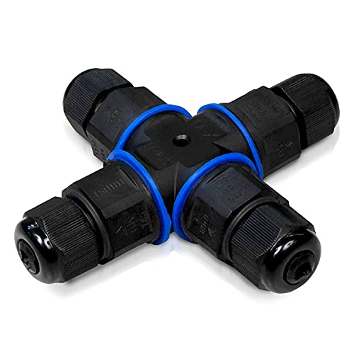 Outdoor Kabelverbinder | Kreuz Verbinder für 3 Ausgänge | IP68 | 3-polig | Abzweigdose Verbindungsbox Verbindungsmuffe | Wasserdicht | für 4-9,5mm Kabeldurchmesser von PerfectHD