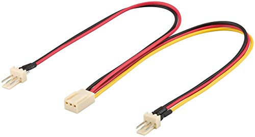 PC Lüfter Y-Adapterkabel/Verbindungskabel | Molex Lüfter-Stecker (3-polig) zu 2X Molex Lüfter-Buchse (1x 3-polig voll belegt & 1x 2-polig belegt ohne Tachosignal) von PerfectHD