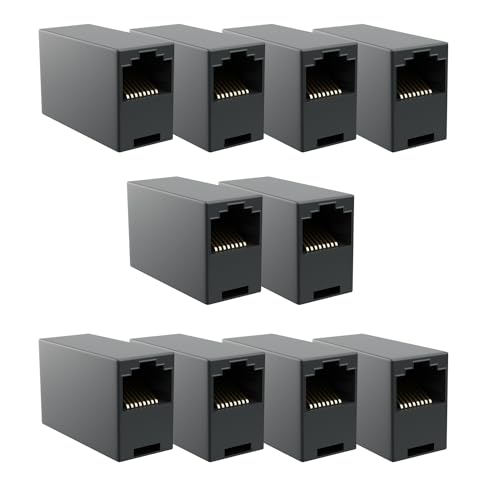 PerfectHD 10x Netzwerk Kupplung - RJ45 - Netzwerkkabel Verbinder Ethernet Kabel Adapter - RJ45 Buchse auf Buchse - Schwarz - 10 Stück von PerfectHD