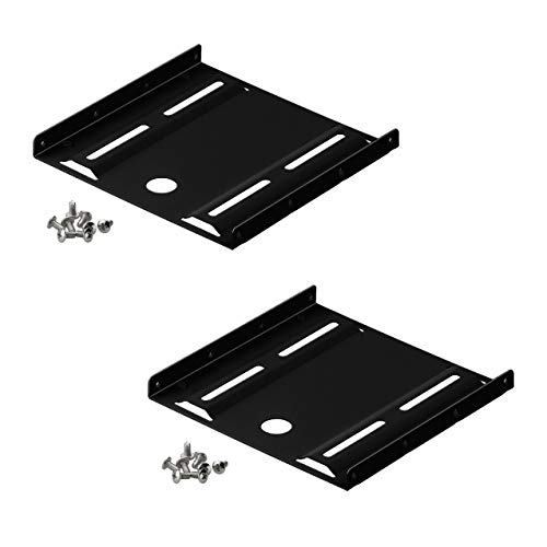 PerfectHD 2X Einbaurahmen | 1-Fach | Montage Set für Festplatten | von 2,5" auf 3,5" | unterstützt Jede 2.5" HDD SSD Festplatte | Einbauwinkel Metall | Schwarz | 2 Stück von PerfectHD