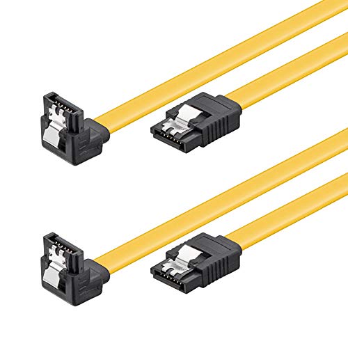 PerfectHD 2X SATA Kabel | 100cm | gewinkelt Winkelstecker 90° | 6 Gb/s | mit Sicherheitslasche Metallclip | SATA III S-ATA HDD SSD Datenkabel Verbindungskabel Anschlusskabel | 1m | 2 Stück von PerfectHD