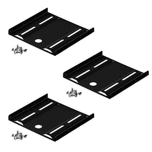 PerfectHD 3X Einbaurahmen | 1-Fach | Montage Set für Festplatten | von 2,5" auf 3,5" | unterstützt Jede 2.5" HDD SSD Festplatte | Einbauwinkel Metall | Schwarz | 3 Stück von PerfectHD