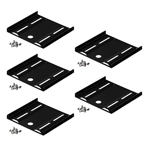 PerfectHD 5X Einbaurahmen | 1-Fach | Montage Set für Festplatten | von 2,5" auf 3,5" | unterstützt Jede 2.5" HDD SSD Festplatte | Einbauwinkel Metall | Schwarz | 5 Stück von PerfectHD