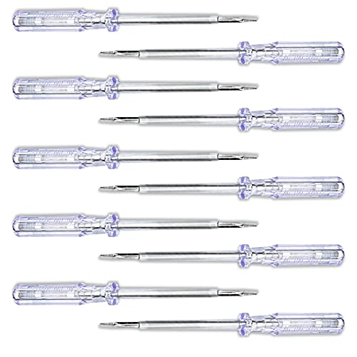 PerfectHD Stromprüfer - Schraubenzieher - Spannungsprüfer - 100 mm Schaft - 3 mm Klinge - 200 bis 250 V - 10er-Set - 5 Varianten von PerfectHD