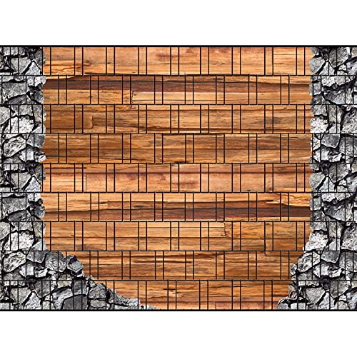 PerfectHD Zaunsichtschutz - Motiv Holz und Bruchstein groß - Sichtschutz für den Garten - 2,50 x 1,80 x 0,19 m - 9 Streifen - 30 Varianten von PerfectHD