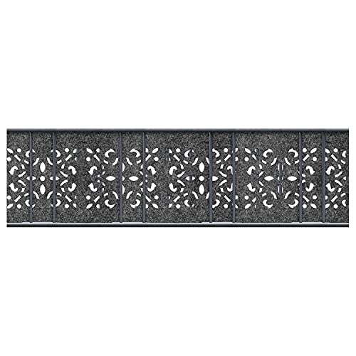 PerfectHD Zaunsichtschutz - Sichtschutzstreifen für Doppelstabmattenzaun - 19cm - Grau - Einzelstreifen Laser - 2,6m - Florenz Ornament von PerfectHD