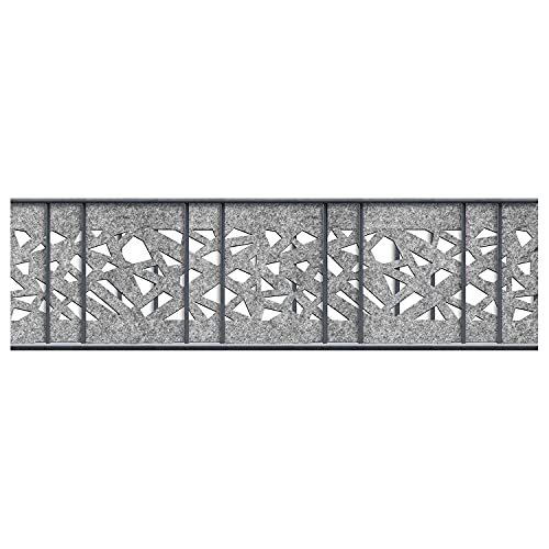 PerfectHD Zaunsichtschutz - Sichtschutzstreifen für Doppelstabmattenzaun - 19cm - Hellgrau - Einzelstreifen Laser - 2,6m - Venezia Graphic von PerfectHD