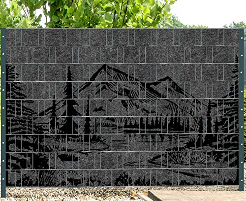 PerfectHD Zaunsichtschutz - Sichtschutz mit Motiv - Florenz Forest 1 - Sichtschutzstreifen für Doppelstabmattenzaun - 9 Streifen - 19 cm breit - 24 Varianten von PerfectHD