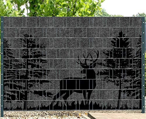 PerfectHD Zaunsichtschutz - Sichtschutz mit Motiv - Florenz Forest 3 - Sichtschutzstreifen für Doppelstabmattenzaun - 9 Streifen - 19 cm breit - 24 Varianten von PerfectHD