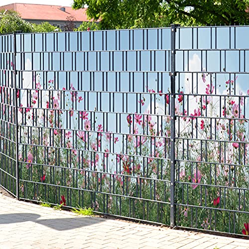 PerfectHD Zaunsichtschutz - Motiv Sommerblumen - Sichtschutz für den Garten - 2,50 x 1,80 x 0,19 m - 9 Streifen - 30 Varianten von PerfectHD