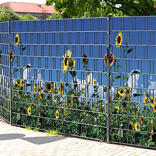 PerfectHD Zaunsichtschutz - Motiv Sonnenblumen - Sichtschutz für den Garten - 2,50 x 1,80 x 0,19 m - 9 Streifen - 30 Varianten von PerfectHD