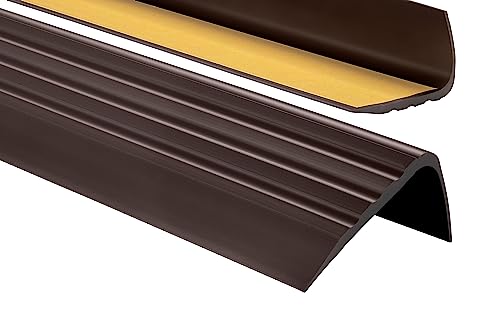 PerfectPVC PVC Treppenkantenprofil selbstklebend 65x40mm 0,80m Antirutsch-Profil Treppenprofile Kantenschutz Winkelprofil aus Kunststoff für Treppenstufen Treppen Dunkelbraun von PerfectPVC
