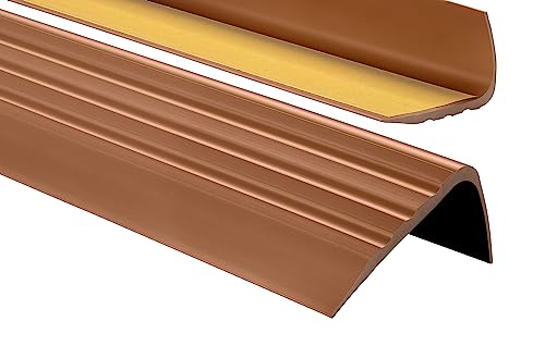 PerfectPVC PVC Treppenkantenprofil selbstklebend 65x40mm 0,90m Antirutsch-Profil Treppenprofile Kantenschutz Winkelprofil aus Kunststoff für Treppenstufen Treppen Bernsteinfarbe von PerfectPVC