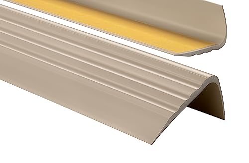 PerfectPVC PVC Treppenkantenprofil selbstklebend 65x40mm 1,50m Antirutsch-Profil Treppenprofile Kantenschutz Winkelprofil aus Kunststoff für Treppenstufen Treppen Beige von PerfectPVC