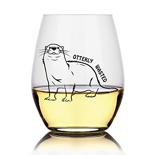 Otterly Wasted, witziges Weinglas ohne Stiel, mit englischer Aufschrift, Geschenk für Geburtstag, Weihnachten, Thanksgiving, Muttertag, Vatertag, Geschenkidee für ihn von Perfectinsoy
