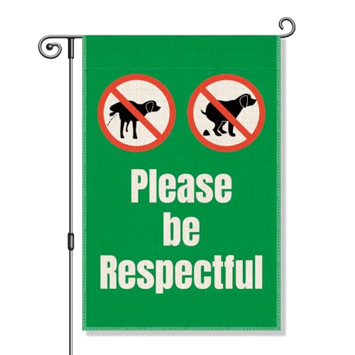 Perfectinsoy Gartenflagge, Aufschrift "Please Be Respectful No Dog Urin Poop", Grüner Hintergrund von Perfectinsoy