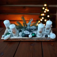 Adventsboard - Einmalig Ca. 40 cm Adventstablett Adventskranz Mit/4 Kerzen & Zahlen von PerfektUnperfektdeko