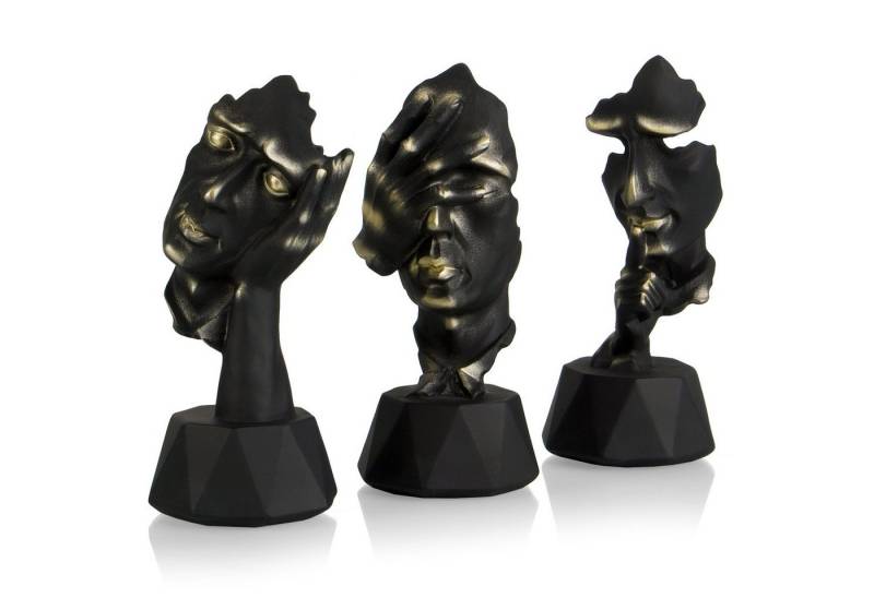 Perfekto24 Skulptur Skulpturen 3er Set in Schwarz - edle Dekoration - Moderne Dekofiguren von Perfekto24