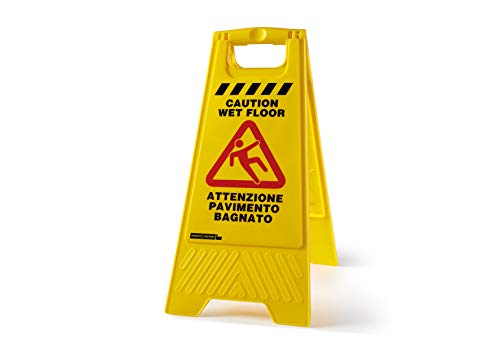 Perfekt Factory Wet Floor Schild Flur Naß, Kunststoff, Gelb, 30 x 49 x 56.5 cm von Perfetto