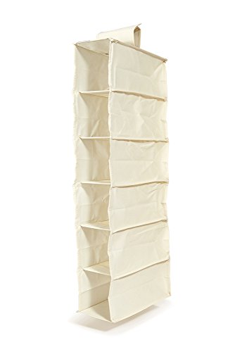 Perfetto Più – Easystorage Hängeaufbewahrung mit 6 Ablagen, aus ungebleichtem Stoff gefertigt, Maße: 15 x 30 x 84 cm von Perfetto