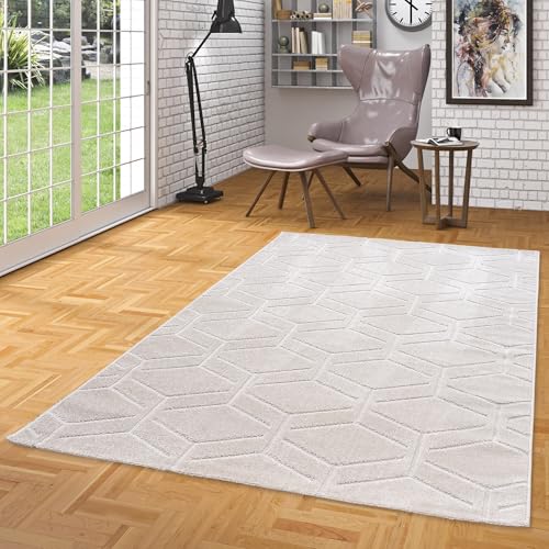 Classy In- & Outdoor Teppich Creme Rauten - Wetterfest, UV-beständig und pflegeleicht für Terrasse, Balkon und Garten - Robuster Teppich von Pergamon
