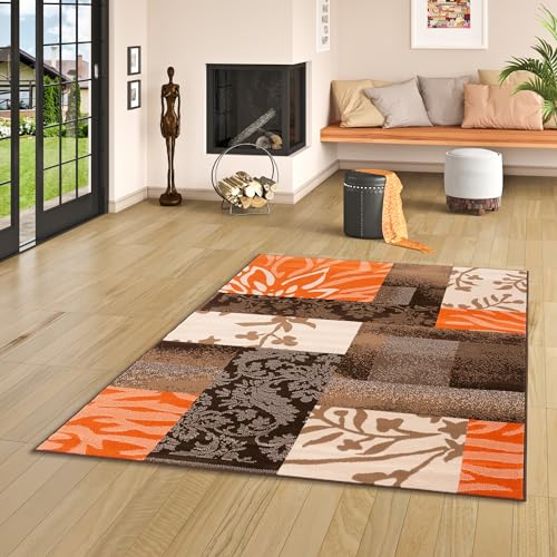 Designer Teppich Samba Modern Terrakotta Karo in 5 Größen von Pergamon