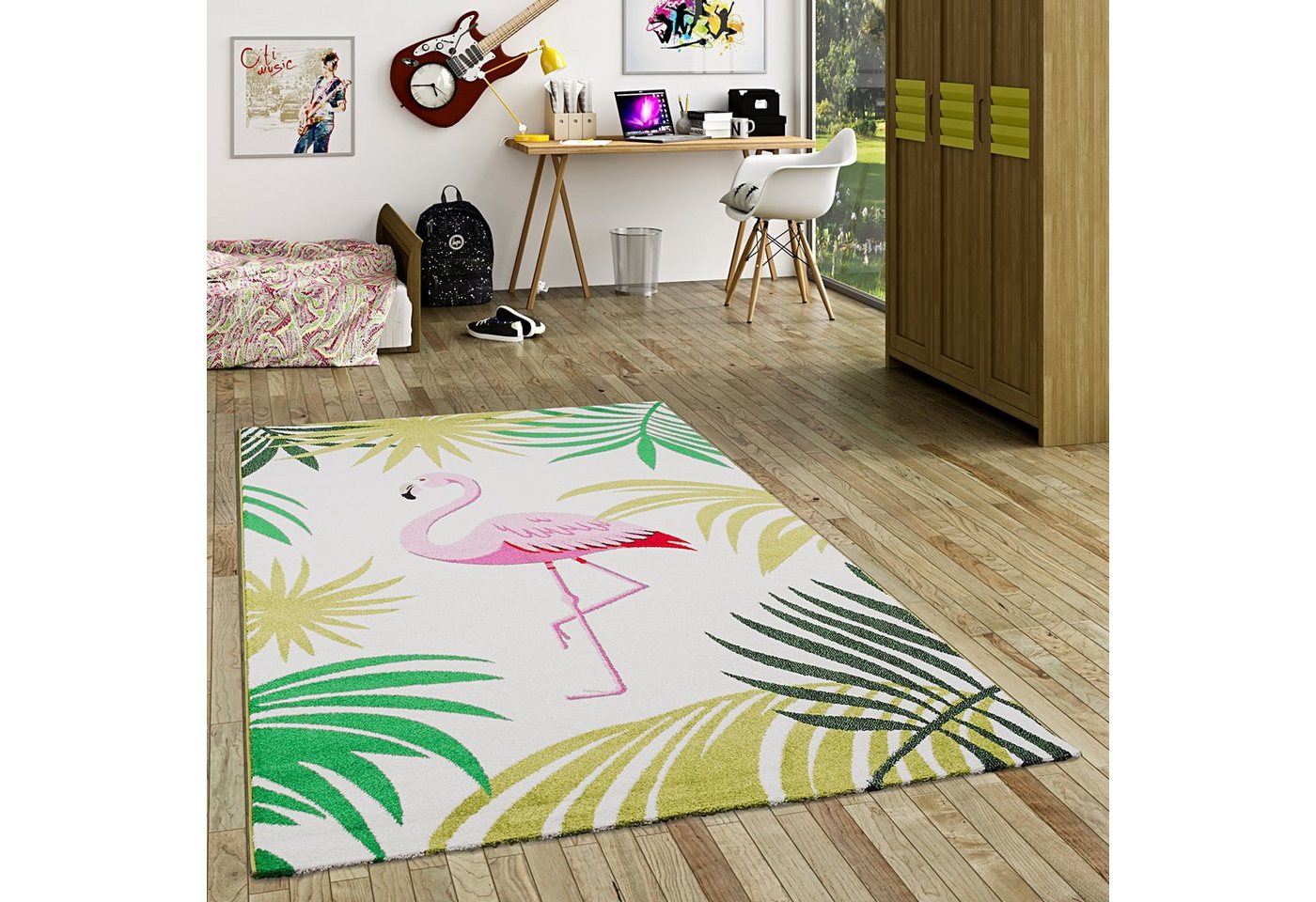 Designteppich Designer Teppich Faro Tropical Flamingo, Pergamon, Rechteckig, Höhe: 11 mm von Pergamon