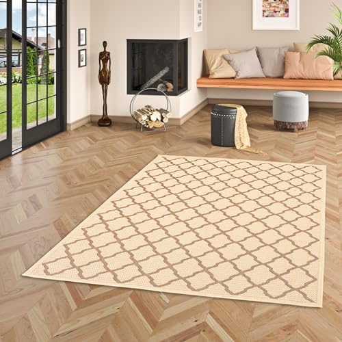 In & Outdoor Flachgewebe Sisaloptik Natur, Terrasse und Balkon, Marokkanisches Muster Teppich Valencia Beige Braun Modern in 5 Größen In & Outdoor Flachgewebe Sisaloptik Natur, Terrasse und Balkon, Marokkanisches Muster Teppich Valencia Beige Braun Modern in 5 Größen von Pergamon