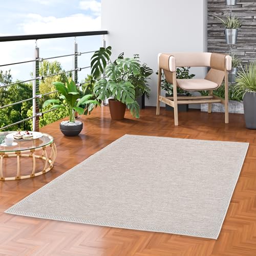In & Outdoor Flachgewebe Sisaloptik Natur, Terrasse und Balkon Teppich Ottawa Silber Mix in 5 Größen von Pergamon