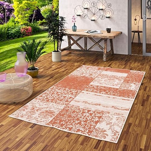 In & Outdoor Teppich Flachgewebe Carpetto Terrakotta Patchwork in 4 Größen In & Outdoor Teppich Flachgewebe Carpetto Terrakotta Patchwork in 4 Größen von Pergamon