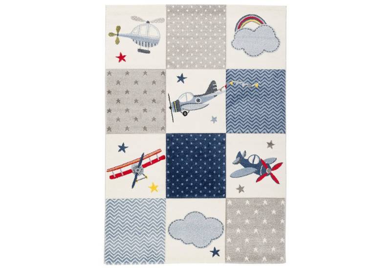 Pergamon Kinderteppich Kinder Teppich Maui Kids Karo Planes, Rechteckig, Höhe: 13 mm von Pergamon