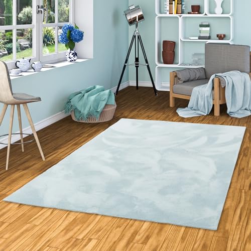 Kunstfaser Teppich Wohnzimmer Luxus Super Soft Fellteppich Pearl Blau Türkis in 5 Größen von Pergamon