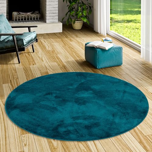 Luxus Super Soft Hochflor Langflor Teppich Rund Flauschig Weich Wohnzimmer Schlafzimmer Melia Petrol von Pergamon