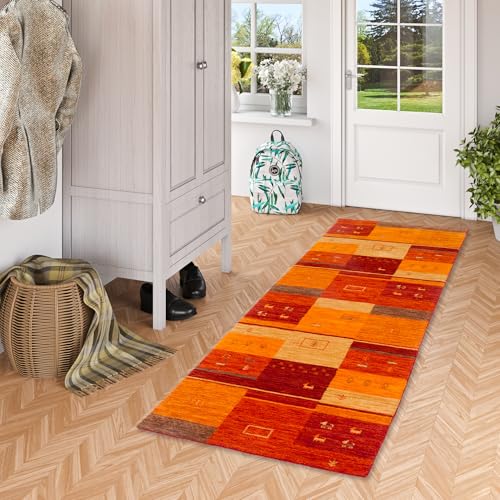 Natur Teppich Läufer Gabbeh Esta Rot Terrakotta Felder - Wollteppich für Flur und Diele - Handgewebt, Weich, Langlebig - Klassisches Design Natur Teppich Läufer Gabbeh Esta Rot Terrakotta Felder - Wollteppich für Flur und Diele - Handgewebt, Weich, Langlebig - Klassisches Design von Pergamon