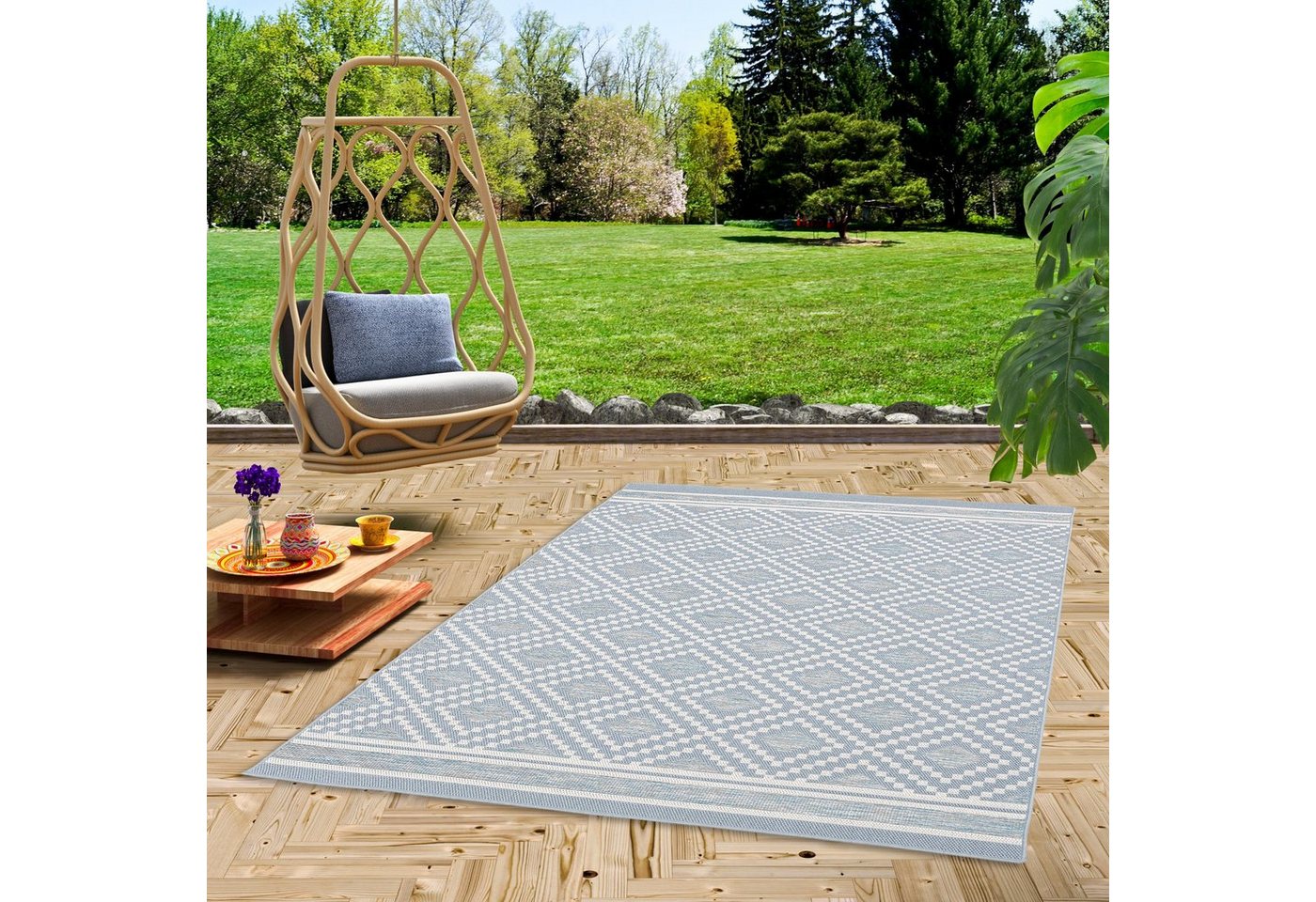 Outdoorteppich In & Outdoor Teppich Flachgewebe Ottawa Rauten, Pergamon, Rechteckig, Höhe: 4 mm von Pergamon