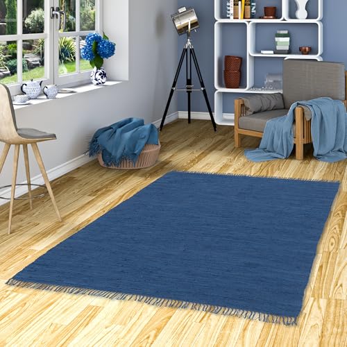 Pergamon Baumwolle Natur Teppich Flachgewebe Handgewebt Jolly Cotton Dunkelblau in 6 Größen Pergamon Baumwolle Natur Teppich Flachgewebe Handgewebt Jolly Cotton Dunkelblau in 6 Größen von Pergamon