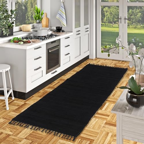 Pergamon Baumwolle Natur Teppich Flachgewebe Handgewebt Läufer Jolly Cotton Schwarz in 6 Größen Pergamon Baumwolle Natur Teppich Flachgewebe Handgewebt Läufer Jolly Cotton Schwarz in 6 Größen von Pergamon
