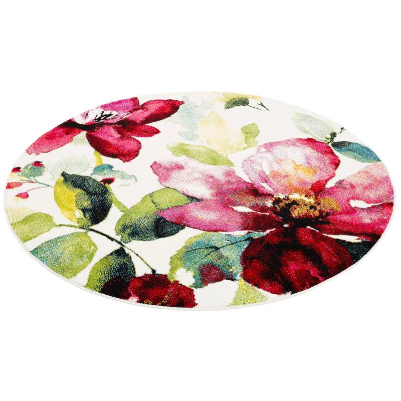 Pergamon Designer Teppich Brilliant Blumen Rosa 120cm Rund von Pergamon